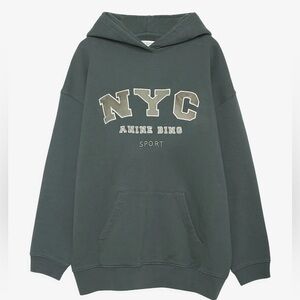 ANINE BING Vincent NYC Oversized Hoodie Sweatshirt – Dark Green